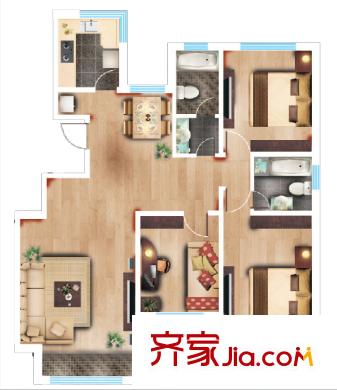 水岸星城B區(qū)戶型圖3室2廳 3室2廳
