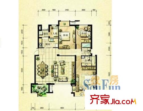 水岸星城B區(qū)戶型圖水岸星城第四期 戶型圖 4室2廳2衛(wèi)1廚