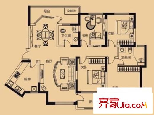 楚天都市花園 4室 戶型圖