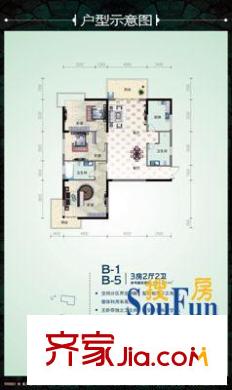 欣隆紫陽(yáng)苑戶型圖3室2廳 戶型圖 3室2廳2衛(wèi)