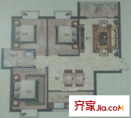 綠景苑戶型圖3室2廳 戶型圖 3室2廳