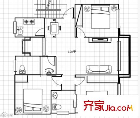 綠景苑戶型圖3室2廳 戶型圖 3室2廳