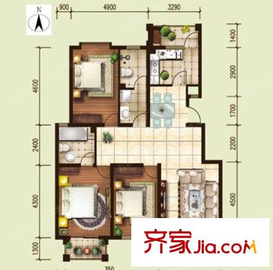 美廬郡園戶型圖3室2廳 戶型圖 3室2廳