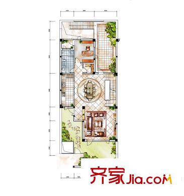 金地格林春岸世家別墅泊園2棟1號房1層 1室2廳2衛(wèi)2廚