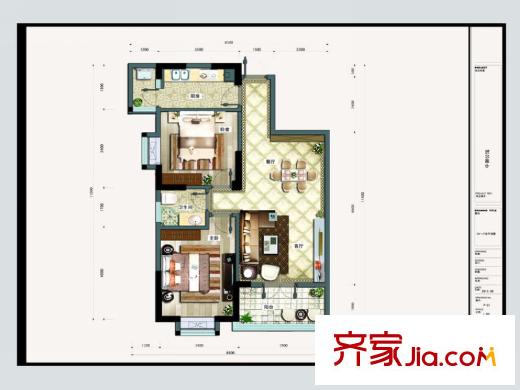 中御公館5#E6-1戶型  2室2廳1衛(wèi)1廚