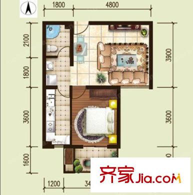 水墨蘭軒戶型圖1室2廳 1室2廳