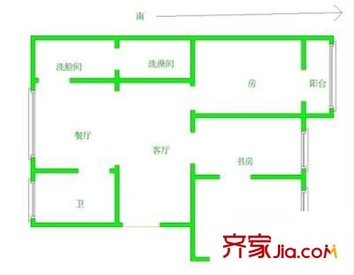 鳳凰山公寓 3室 戶型圖