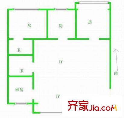 五洲大廈 3室 戶型圖