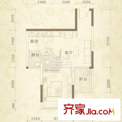新長江香榭琴臺一期4-6號樓戶型A1 1室1廳