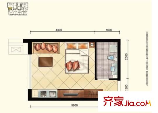 桂苑西村戶型圖1室1廳 1室1廳