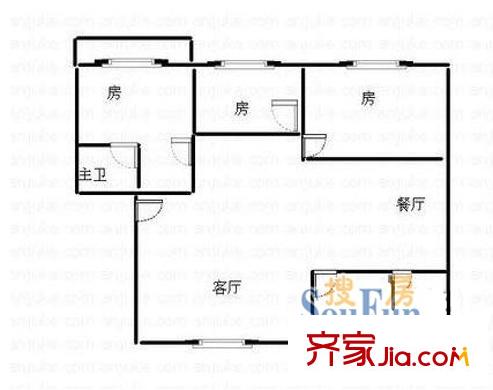 徐東四期公寓戶型圖徐東四期公寓 戶型圖 3室2廳2衛(wèi)1廚