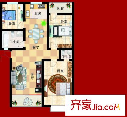 南湖新城（還建房）戶型圖3室2廳 戶型圖 3室2廳2衛(wèi)1廚