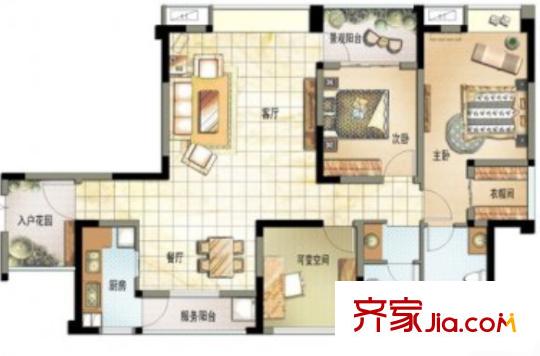臨江府戶型圖3室2廳 戶型圖 3室2廳2衛(wèi)1廚