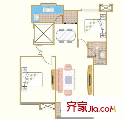 琴臺穎園戶型圖2室2廳 戶型圖 2室2廳