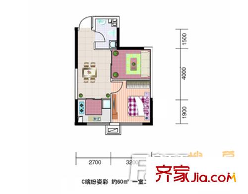 臺(tái)北沁園1室戶型圖