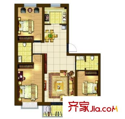匯龍花園戶型圖3室2廳 3室2廳