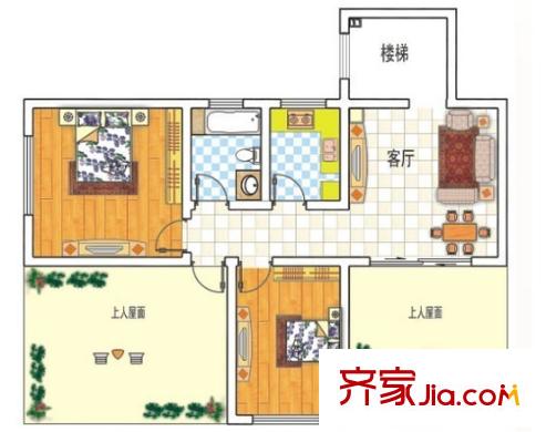 匯龍花園戶型圖2室2廳 2室2廳