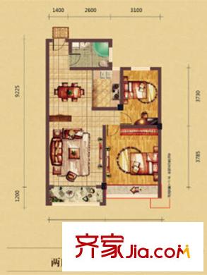 光谷中央城B戶型兩房兩廳一衛(wèi)79-81平方米 2室2廳1衛(wèi)1廚