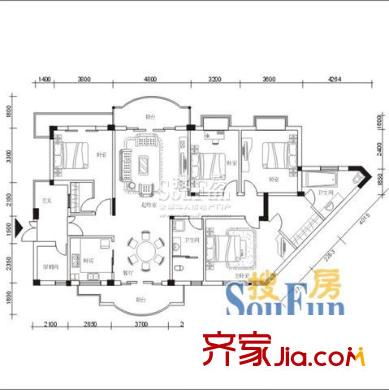 中一花園戶型圖E 4室2廳2衛(wèi)