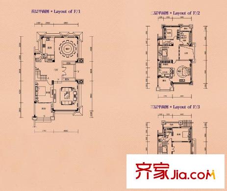 武漢錦繡香江A型雙拼別墅01單位戶型 6室2廳4衛(wèi)1廚
