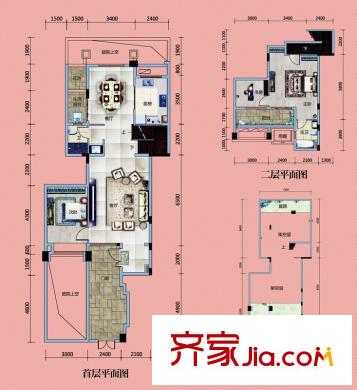武漢錦繡香江棕櫚島B-03戶型 2室2廳2衛(wèi)1廚