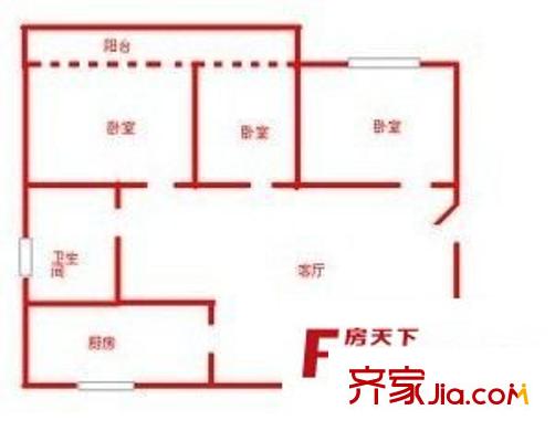 沈家灣花園小區(qū) 3室 戶型圖