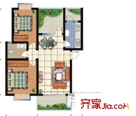 金色世家戶型圖2室2廳 2室2廳