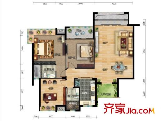 夢(mèng)湖香郡 戶型圖 3居