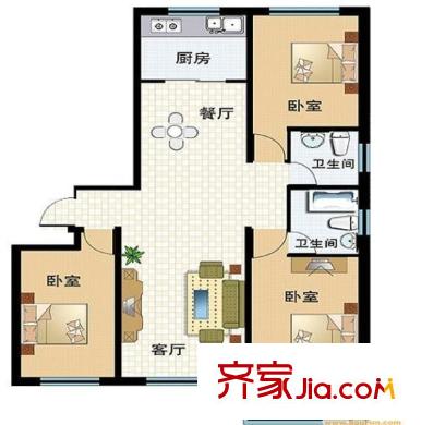 金色世家戶型圖3室2廳 3室2廳