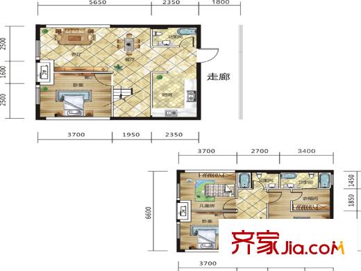 現(xiàn)代城平方米庭2棟B2戶型 4室2廳3衛(wèi)1廚