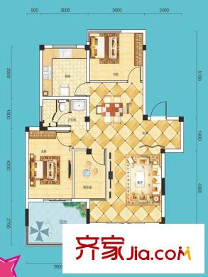 絲寶第三街G3棟A戶型 3室2廳1衛(wèi)1廚