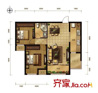 星橋苑 2室 戶型圖