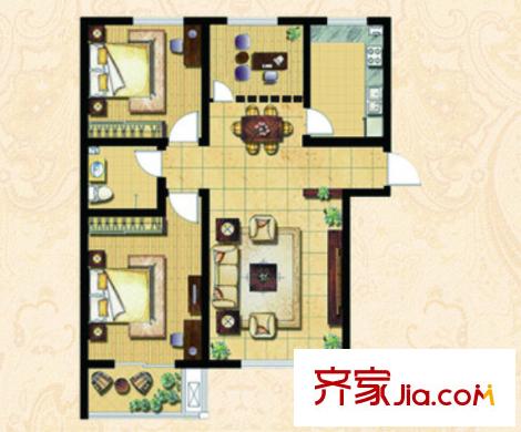 江宏世紀(jì)名苑戶型圖3室2廳 3室2廳