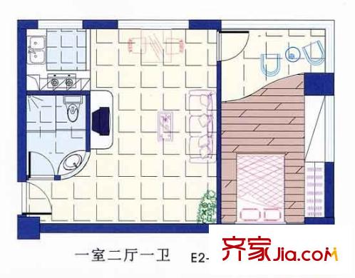 漢江陽光城戶型圖1室2廳 戶型圖 1室2廳1衛(wèi)1廚