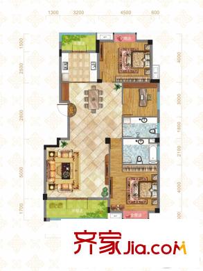 華享雕墅2號樓D2戶型（已售罄） 3室2廳2衛(wèi)