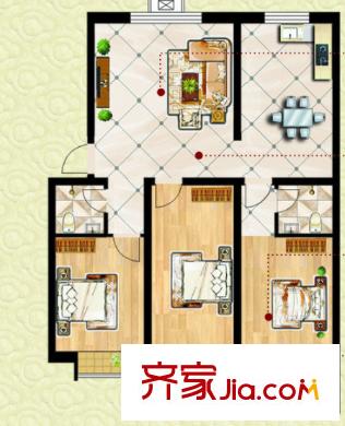 美聯(lián)公園前戶型圖3室2廳 戶型圖 3室2廳2衛(wèi)1廚