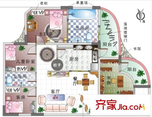 二七新村戶型圖4室2廳 戶型圖 4室2廳