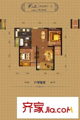福星惠譽(yù)水岸國際瀾橋公館3號樓C5戶型 2室2廳1衛(wèi)1廚