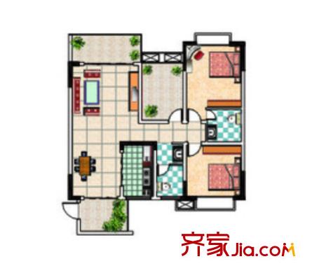 錦繡豪園戶型圖2室2廳 戶型圖 2室2廳1衛(wèi)1廚