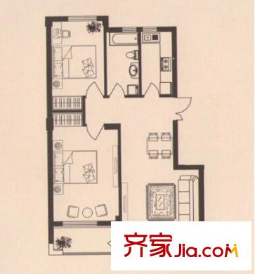 國信新城二期戶型圖2室2廳 2室2廳