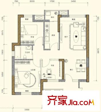 東風(fēng)陽光城四期戶型圖3室2廳 戶型圖 3室2廳1衛(wèi)