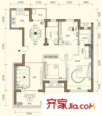 東風(fēng)陽光城四期戶型圖3室2廳 戶型圖 3室2廳2衛(wèi)