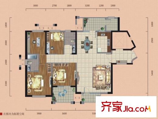 龍陽1號12號樓C3戶型 4室2廳2衛(wèi)1廚