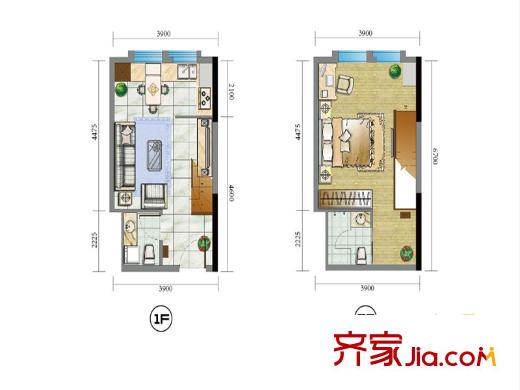 百步亭?金橋匯戶型圖A戶型 1室1廳2衛(wèi)1廚