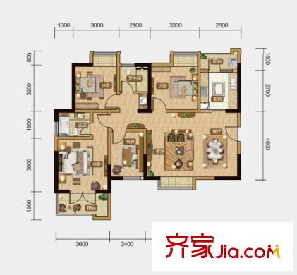 百步亭?金橋匯戶型圖住宅B1戶型 4室2廳2衛(wèi)1廚