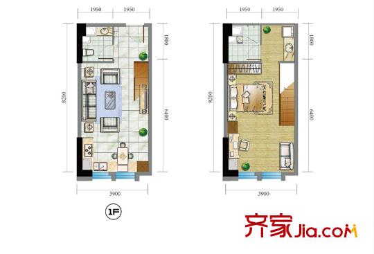百步亭?金橋匯戶型圖B戶型 1室1廳2衛(wèi)1廚
