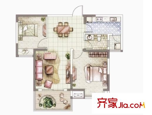 東方世家戶型圖2室2廳 2室2廳