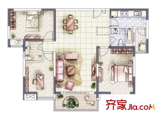 東方世家戶型圖3室2廳 3室2廳
