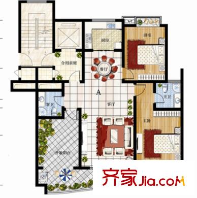 東方世家戶型圖2室2廳 2室2廳