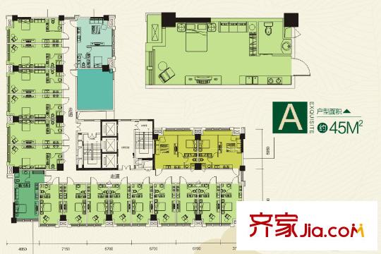 LAKE街區(qū)知音國際茶城11號(hào)樓A戶型 1室1廳1衛(wèi)1廚